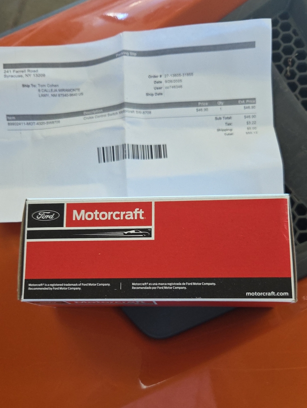 2016-2018 Ford Fusion Cruise Control SWITCH